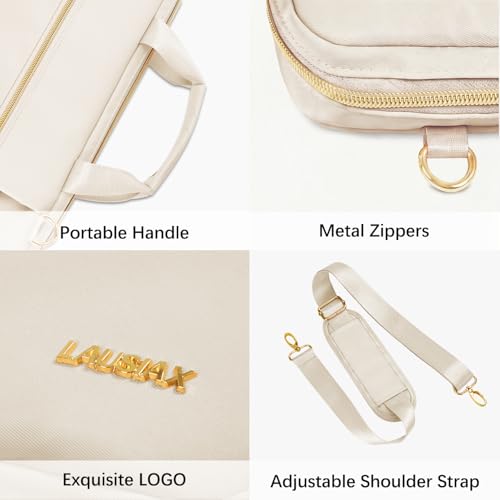 Laptop Case Bag Women Men Computer Sleeve Compatible with MacBook/Dell/HP/Acer/ASUS/LG, Waterproof Shoulder Carrying Briefcase, Beige, 17-17.3 Inch - color: Beige, size: 17.3 inch