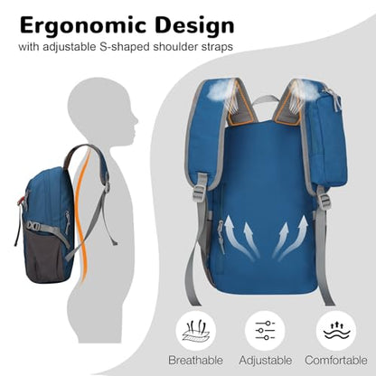 12L Hiking Backpack with Padded Straps for Kids, Waterproof Small Hiking Backpack with Chest Strap for Men, Mini Lightweight Kid Travel Backpacks Day Pack with Phone Pocket, Blue - color: Blue