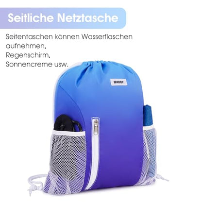 WANDF Drawstring Backpack Sports Gym Sackpack with Mesh Pockets Water Resistant String Bag for Women Men (Blue) - color: Blue