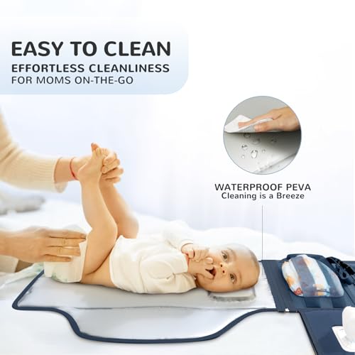 Portable Diaper Changing Pad with Shoulder Strap, Detachable Travel Changing Pad with Baby Wipes Pocket, Gifts for Baby Shower, Newborn Girls and Boys (Royal Blue) - color: Royal Blue