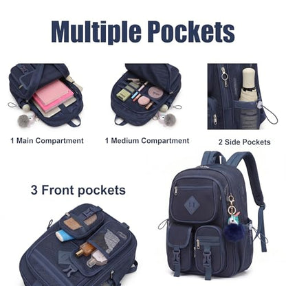 Mesh Backpack for Girls Boys, Heavy Duty Semi-Transparent Mesh Bookbag Womens Mens Mesh Backpacks for School, Sports, Beach, Swimming, Travel - Navy Blue - color: Navy Blue