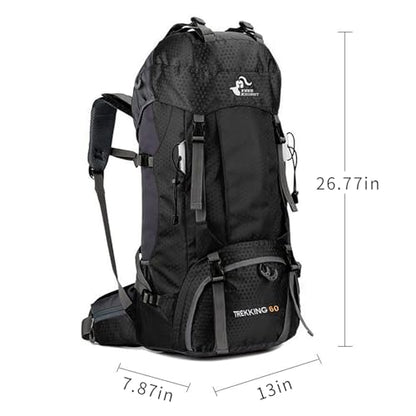 Bseash 60L Waterproof Hiking Camping Backpack with Rain Cover, Large Outdoor Sport Travel Daypack Rucksack for Climbing - color: Black