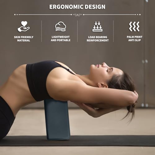 Yoga Blocks 2 Pcs, 9"x6"x3" Yoga Brick Foam Blocks EVA Foam Block Yoga Props Accessories for Yoga Pilates Stretching and Meditation - color: Grey