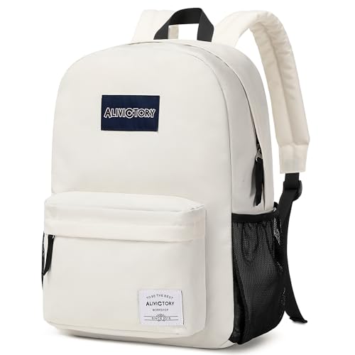 Backpack for Women Men 17 Inch Laptop Back Pack Large College Bookbag Kids Elementary Middle High School Bag for Girls Boys Teens Students Travel Work Backpacks Casual Daypack Off White - color: Off-white