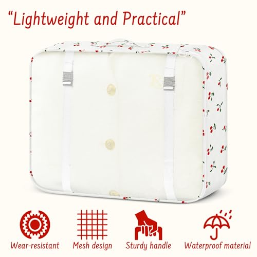 9 Set Packing Cubes for Travel Essentials - Lightweight Carry-On Luggage Organizer Bags with Shoe, Clothes & Laundry Bags for Airplane, Family & Business Travel, White Cherry - color: White Cherry