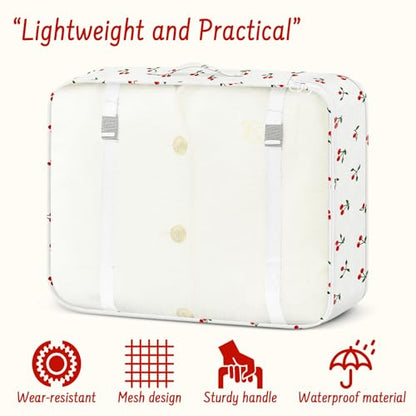 9 Set Packing Cubes for Travel Essentials - Lightweight Carry-On Luggage Organizer Bags with Shoe, Clothes & Laundry Bags for Airplane, Family & Business Travel, White Cherry - color: White Cherry