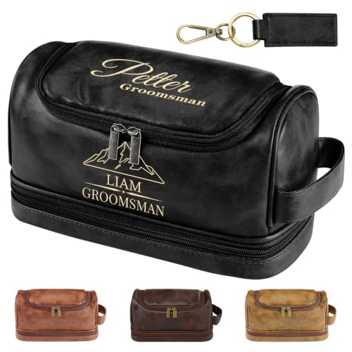 Groomsmen Gifts Personalized Toiletry Bag for Men, 3D Engraved Travel Toiletry Bag with Hanging Hook, Personalized Gifts for Men Groom Groomsmens Proposal, Unique Wedding Party Favors - color: Groomsmen Gift