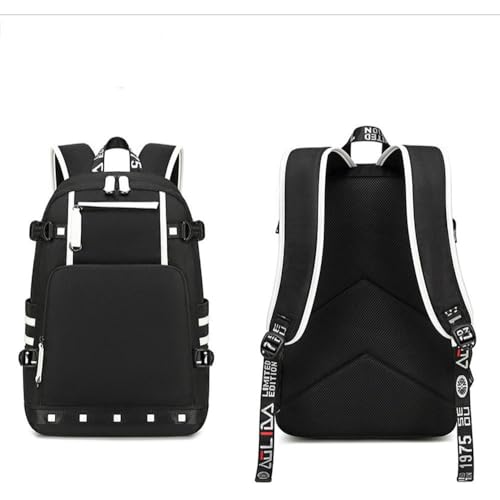 Basketball Player Tatu-m 0 Student Backpack Men's and Women's Laptop Backpack Ultralight Travel Backpack Schoolbag (Black1) - color: Black1