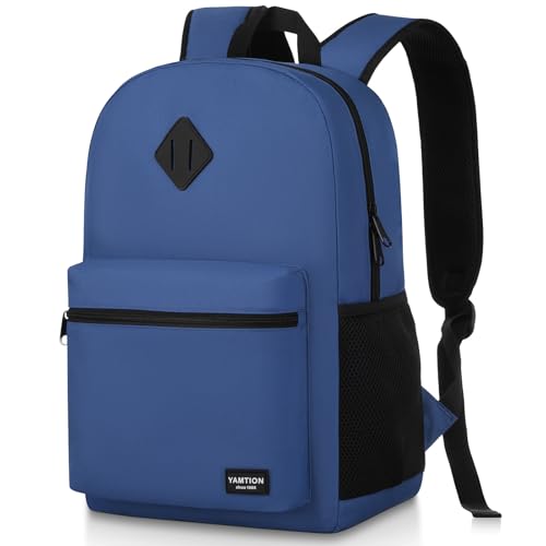 YAMTION School Backpack,Classic Bookbag Men and Teen Boy Schoolbag with USB Charging Port for High School College Office Work Travel - color: Dark Blue, size: 15.6 inch