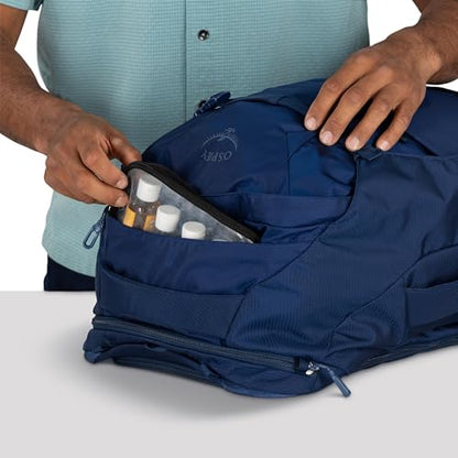 Osprey Farpoint 40L Men's Travel Backpack - Carry On Bag with Laptop Sleeve and Toiletry Pocket, Cascade Blue/Torrent Blue - color: Cascade Blue Torrent Blue, style: 40l