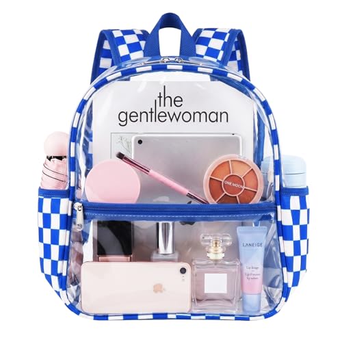 Fomaris Clear Backpack Stadium Approved 12x6x12 Clear Bag for Stadium Events, Sports, Concerts, Festivals,Games - Checkered Blue - color: Checkered Blue