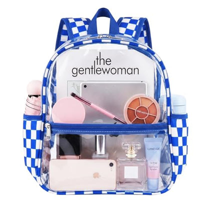 Fomaris Clear Backpack Stadium Approved 12x6x12 Clear Bag for Stadium Events, Sports, Concerts, Festivals,Games - Checkered Blue - color: Checkered Blue