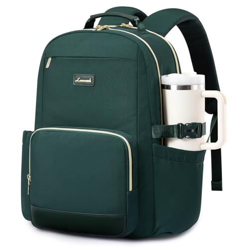LOVEVOOK Laptop Backpack for Women with Pouch Pocket for Large Capacity Cup,15.6 Inch Laptop Computer Bag Travel Backpack Purse,Waterproof Work Business Backpack College Teacher Bags,Dark Green - color: Dark Green, size: 15.6 Inch