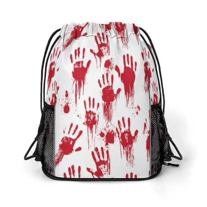 Hand Skull Drawstring Backpack Gym Bag With Shoe Compartment String Bag Sport Beach Swimming Sackpack For Women Men - color: Hand Skull