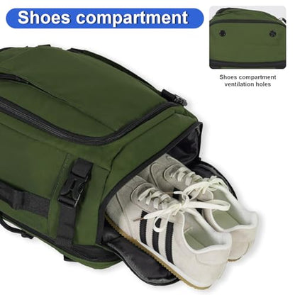 Carry On Travel Backpack with Shoe Compartment Flight Approved Laptop Backpack Expandable Work Business Backpack for Women Men Casual Daypack, Dark Green - color: Dark Green, style: A