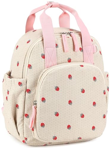 Bluboon Toddler Backpack for Girls Boys 2-4 Cute 12" Preschool Kindergarten Backpacks Kids Daycare Bags School Travel (Strawberry-Beige, Age 2-4 (12" H not Fit A4 Folder)) - color: Strawberry-beige, size: Age 2-4 (12" H not Fit A4 Folder)