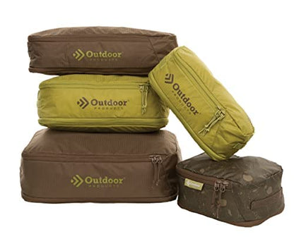 5 Piece Set Lightweight Expandable Travel Cubes for Luggage (Olive and Brown) (Olive and Brown) - color: Olive and Brown