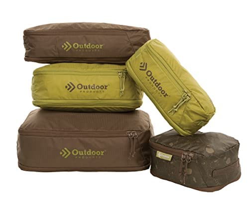 5 Piece Set Lightweight Expandable Travel Cubes for Luggage (Olive and Brown) (Olive and Brown) - color: Olive and Brown