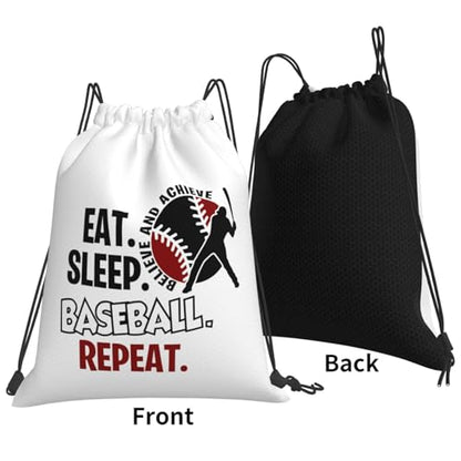 Eat Sleep Baseball Repeat Unisex Drawstring Backpack Bag Sport Gym Travel Swim Sackpack - color: Eat Sleep Baseball Repeat2