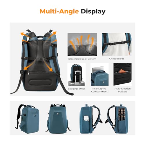 K&F CONCEPT Camera Backpack,Hardshell Photography DSLR Camera Bag with 15-15.6 Inch Laptop Compartment Hard Shell Camera Case Compatible with Canon/Nikon/Sony/DJI Mavic Drone - color: Blue