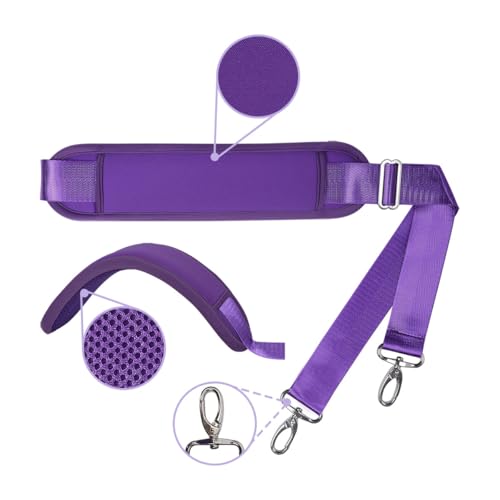 60 Inch Shoulder Strap with Removable Ultra-Thick Pad，Adjustable Buckles and Metal Hooks - color: Purple