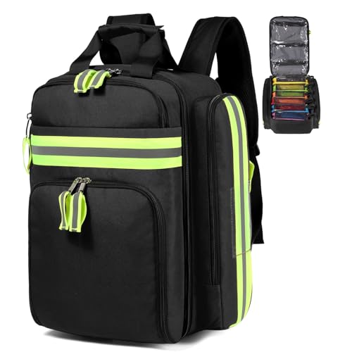 Gatycallaty First Aid Backpack - Medical Evacuation Bag - Red Emergency Lifeguard Bag for Ems Emt First Responders (Black) - color: Black