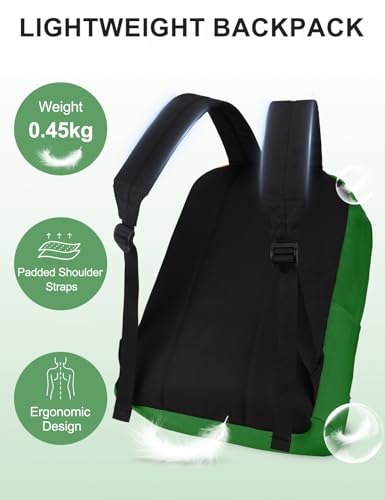 VASCHY Lightweight Backpack for School, Classic Basic Water Resistant Casual Daypack for Travel with Bottle Side Pockets (Green) - color: 16-green
