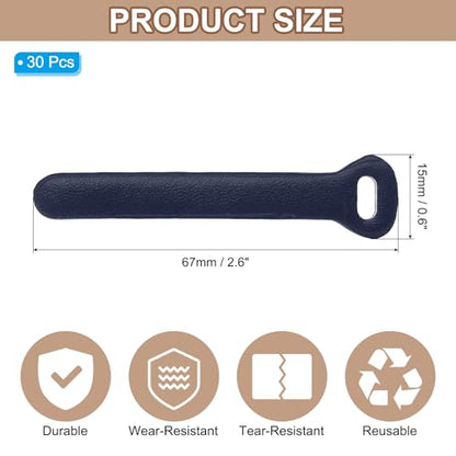 PATIKIL 30Pcs Leather Zipper Pull, 2.6" Replacement Zipper Puller Extender Backpack Luggage Sliders for Handbags Suitcases Bags Wallets Jackets Coats Pull Tabs, Dark Blue - color: Dark Blue