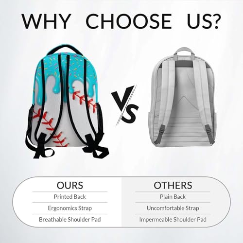 Baseball Drip Backpack for Boys Kids Schoolbag with Pocket - Durable Bookbag for Sport Lovers School Supplies Gifts (17 Inch) - color: Blue