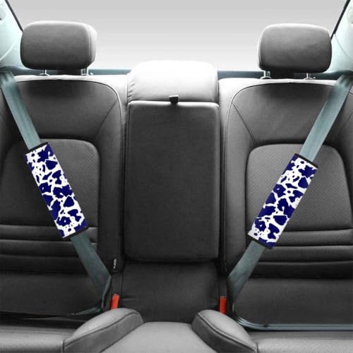 Blue Cow Print Seat Belt Cover Pad Versatile Car Seatbelt Cushion Soft Car Shoulder Pads 2 Pack Auto Accessories for Adults Seatbelt Covers Compatible with Trucks SUV Sedan - color: Blue Cow Print