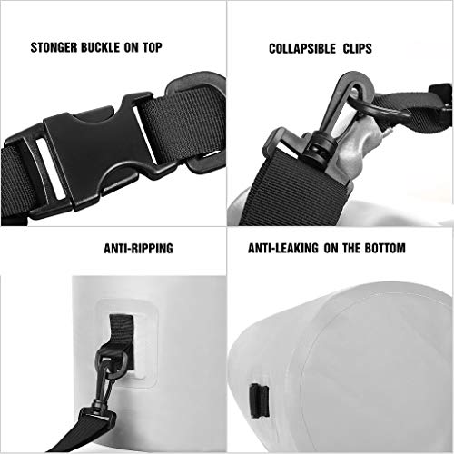 Unigear Dry Bag Waterproof, 2L/5L/10L/20L/30L/40L Floating and Lightweight Bags for Kayaking, Boating, Fishing, Swimming and Camping with Waterproof Phone Case - color: White, size: 5L