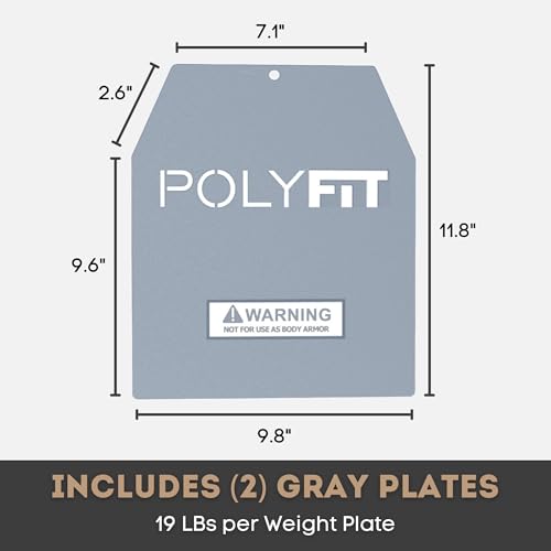 POLYFIT Weight Vest Plates - Weighted Plates for Strength Training Weight Vests - 4lb, 6lb, 9lb, 14lb, 19lb Pairs - color: 19 LB (Gray) Pair