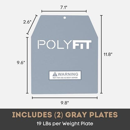 POLYFIT Weight Vest Plates - Weighted Plates for Strength Training Weight Vests - 4lb, 6lb, 9lb, 14lb, 19lb Pairs - color: 19 LB (Gray) Pair