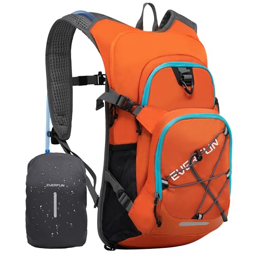 Everfun Hydration Backpack 18L with Water Bladder 2L/3L Hiking Water Backpack Women Men Hydration Pack Insulated Lightweight Day Hydropack with Storage for Hiking, Biking, Running, Festival - color: Orange, size: 2L Bladder