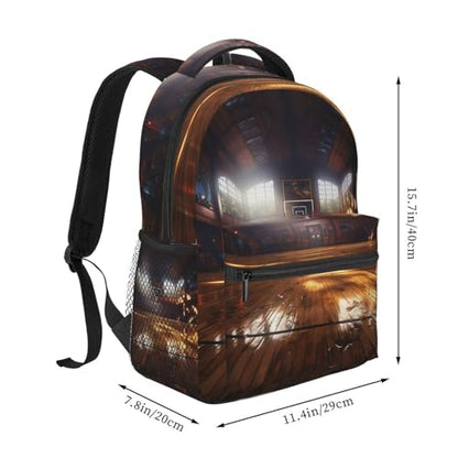 Basketball court Travel Backpack for Men & Women 15.6 inch Laptop Backpack Waterproof Work Back Pack - color: Basketball Court