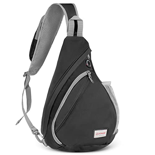 ZOMAKE Sling Bag,Small Crossbody Sling Backpack,Water Resistant Shoulder Daypack for Travel,Anti Thief Chest Bag for Hiking(Black) - color: Black