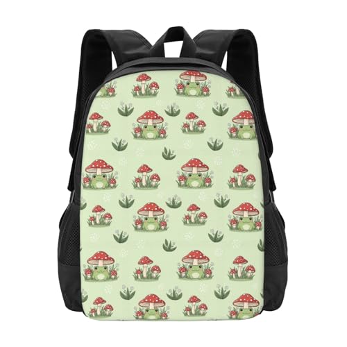 Sturdy Polyester Shoulder Pack Mushroom Frog Green, Anti Theft Spacious Camping Rucksack Casual Daily Bag for Men Women Fitness Outdoor Activity - color: Design (879)