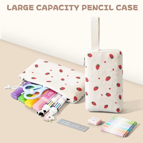 MOONBABY Girls Backpack, Kids Backpack for Girls, School bag for Primary Elementary Teenage, Middle School Students Bookbag - color: 3pcs-beige Strawberry