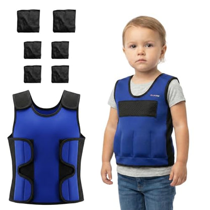 Weighted Vest for kids with Adjustable Weights, Compression Vest for Kids & Toddlers, Removable Metal Beads, Breathable Mesh and 6 Pockets - size: Small