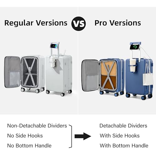 Hanke 20 Inch Top Opening Carry On Luggage with Cup Holder, Hard Shell Suitcase with Spinner Wheels, USB Ports, TSA Lock Aluminum Frame, Dry Wet Separation & Removable Divider, Caribbean Blue - color: Caribbean Blue, size: 20 Inch Pro