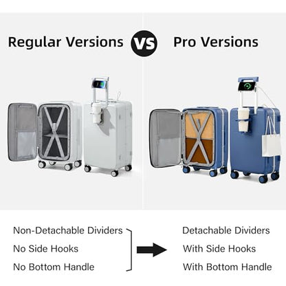 Hanke 20 Inch Top Opening Carry On Luggage with Cup Holder, Hard Shell Suitcase with Spinner Wheels, USB Ports, TSA Lock Aluminum Frame, Dry Wet Separation & Removable Divider, Caribbean Blue - color: Caribbean Blue, size: 20 Inch Pro
