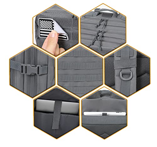 QT&QY 45L Military Tactical Backpacks Molle Army Assault Pack 3 Day Bug Out Bag Hiking Treeking Rucksack… - color: 3.0 Gray