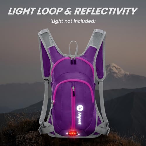 Nepest Hydration Pack Backpack for Women & Men, Lightweight Water Backpack with 2L Water Bladder for Hiking Cycling Running Biking - color: Purple
