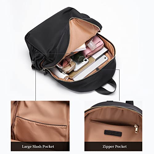 GOLF SUPAGS Stylish Laptop Backpack Purse for Women Girls Casual Travel Daypack Mini Backpack Handbag Nylon Bookbag - color: Black