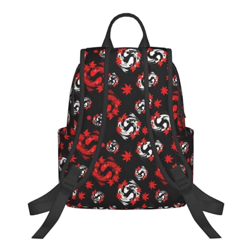 Expandable Outdoor Daypack Canada Maple Leaf Fish Tai Chi Yin Yang, Flexible Capacity Hiking Rucksack for Wilderness Travel Field Activities Men Women - color: Picture (1185)