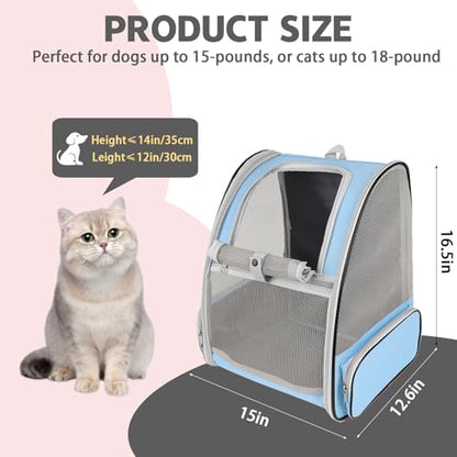 Cat Backpack Carrier,Pet Carrier Airline Approved for Small Dog Cat Puppy Kitten Bunny,Ventilated Mesh Design Animal Backpack for Hiking Camping Travel Bag (Blue) - color: Blue
