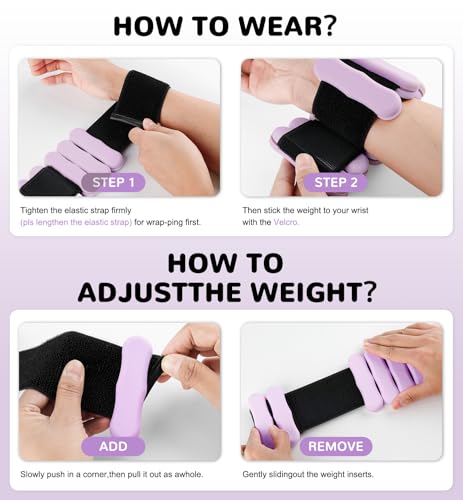 Ankle and Wrist Weights for Women & Men, Adjustable Arm & Leg Weights Set of 2 (1 lb/2 lb Each) Soft Silicone Weighted Bands Weighted Bracelet for Pilates Yoga Dance Walking Running Swimming Water Pool Home Gym Fitness Workout Jogging Gymnastics Aerobics