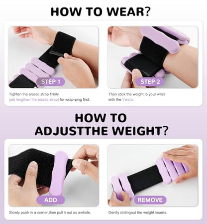 Ankle and Wrist Weights for Women & Men, Adjustable Arm & Leg Weights Set of 2 (1 lb/2 lb Each) Soft Silicone Weighted Bands Weighted Bracelet for Pilates Yoga Dance Walking Running Swimming Water Pool Home Gym Fitness Workout Jogging Gymnastics Aerobics