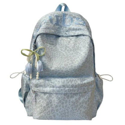 Fashion Cheetah Backpack Shoulder Bag, Trendy y2k Design Daypack Bookbag Leopard Print Coquette Purse Women Men Daily - color: Ice Blue
