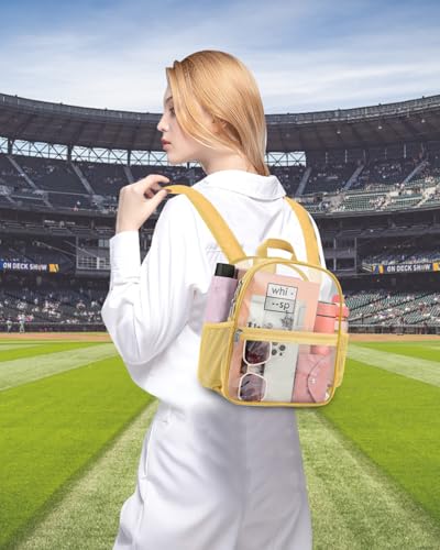 Clear Backpack for Stadium Events, 12x12x6 Small Clear Plastic bag with Reinforced Straps for Game Security Festival Concert - color: Gold